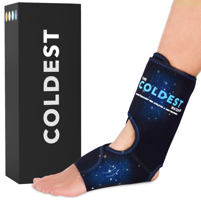 THE COLDEST WATER أبرد لفافة ثلجية للقدم والكاحل لعلاج التهاب وتر العرقوب مع أكياس جل بارد | الأفضل لإصابات وتر العرقوب، التهاب اللفافة الأخمصية، الكعب والقدمين المؤلمتين، العلاج بالثلج - Image 1